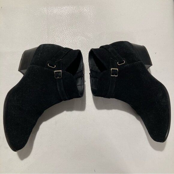 GIANI  BERNINI Sz 10 Suede Stacked Heel Zipper Closure Buckles Memory Foam Sz 10 - Picture 4 of 13